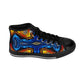 Men's Vibrant Geometric Blue & Orange Pattern All Over Print High-Top Sneakers