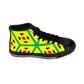 Men's Yellow Geometric Vibrant Star & Diamond Pattern High Top Sneakers