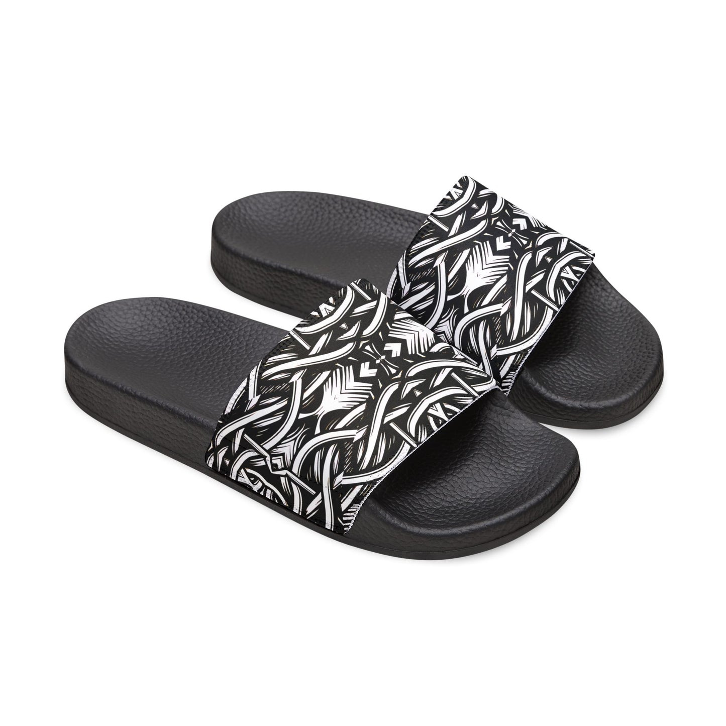Men's  Black Chain Link Slide for Casual, Beach & Pool Removable-Strap Sandals