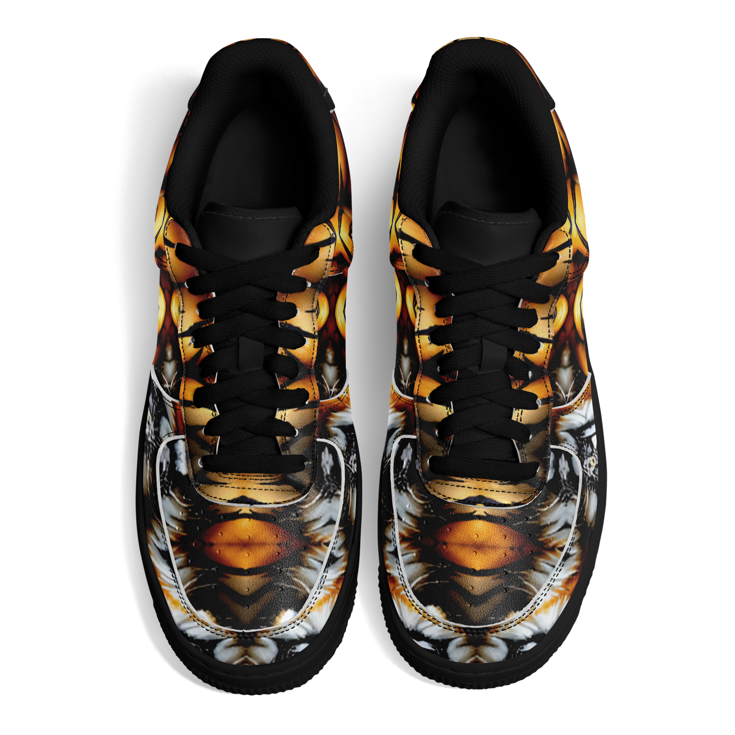 Men's Golden & Black Kaleidoscope Pattern All-Over Print Core Low Shoes