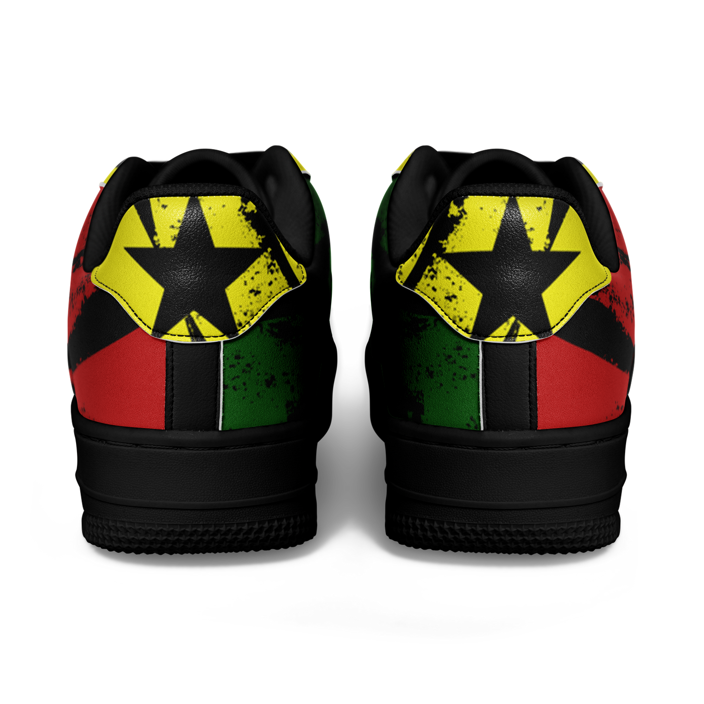 Men's Red Yellow Green and Black Stars Pattern All Over Print Urban Peak High Top Shoes