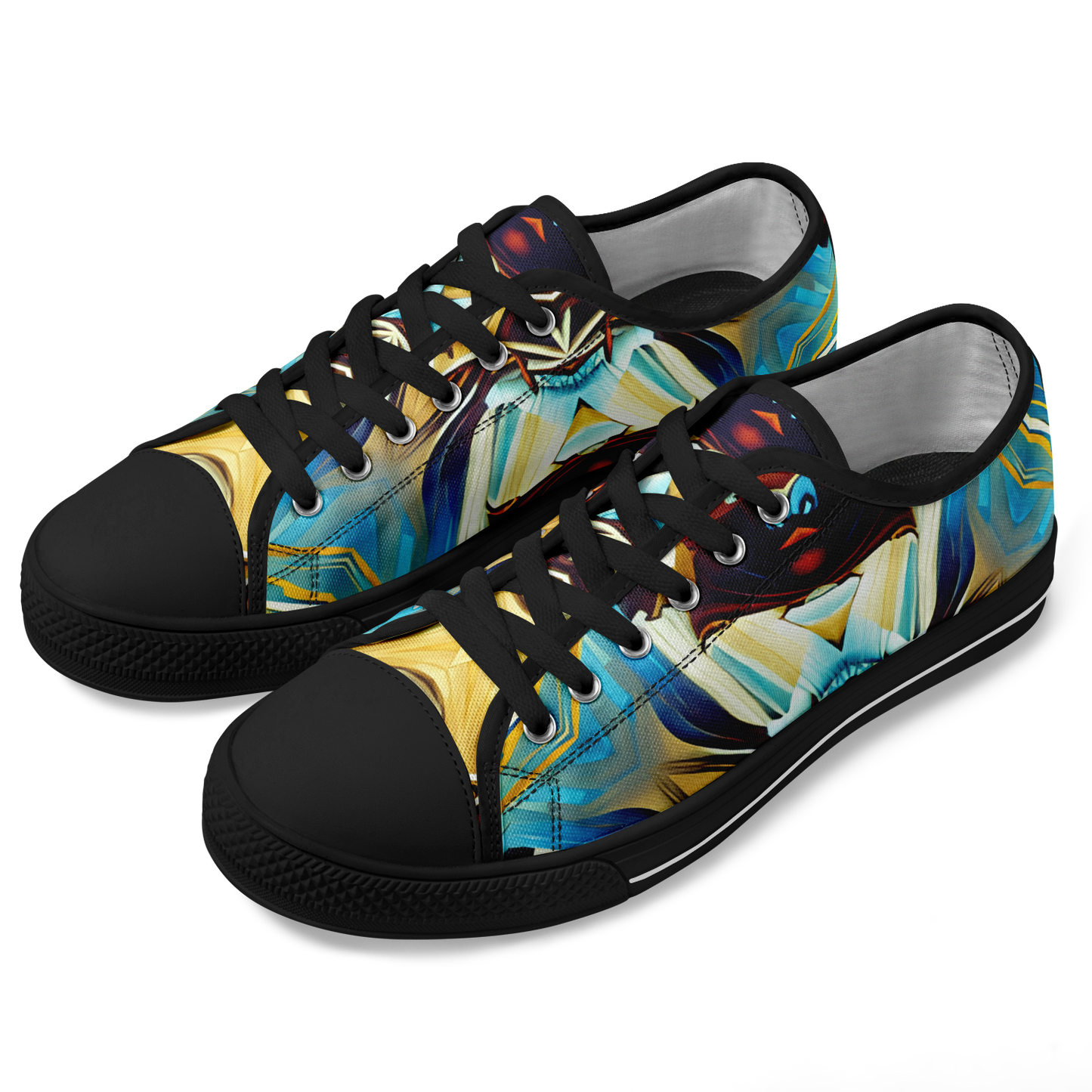 Men's Abstract Teal & Gold Pattern All Over Print Urban Peak Low Shoes