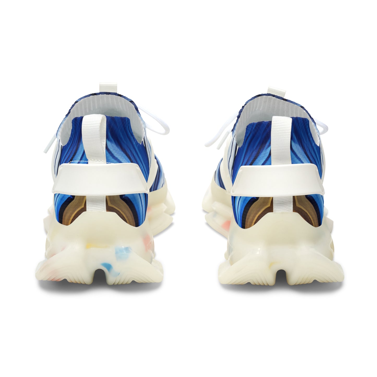 Women's Blue Wave Abstract Pattern All Over Print Mesh Sneakers