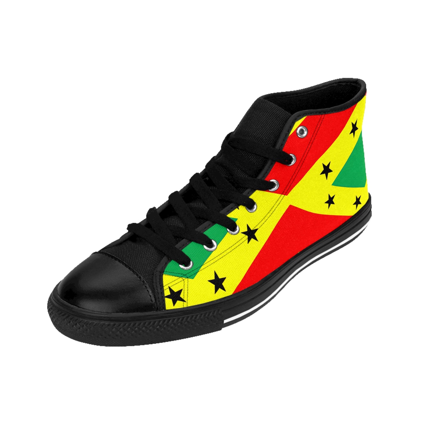 Men's Red Yellow Green Black Stars Flag High Top Sneakers