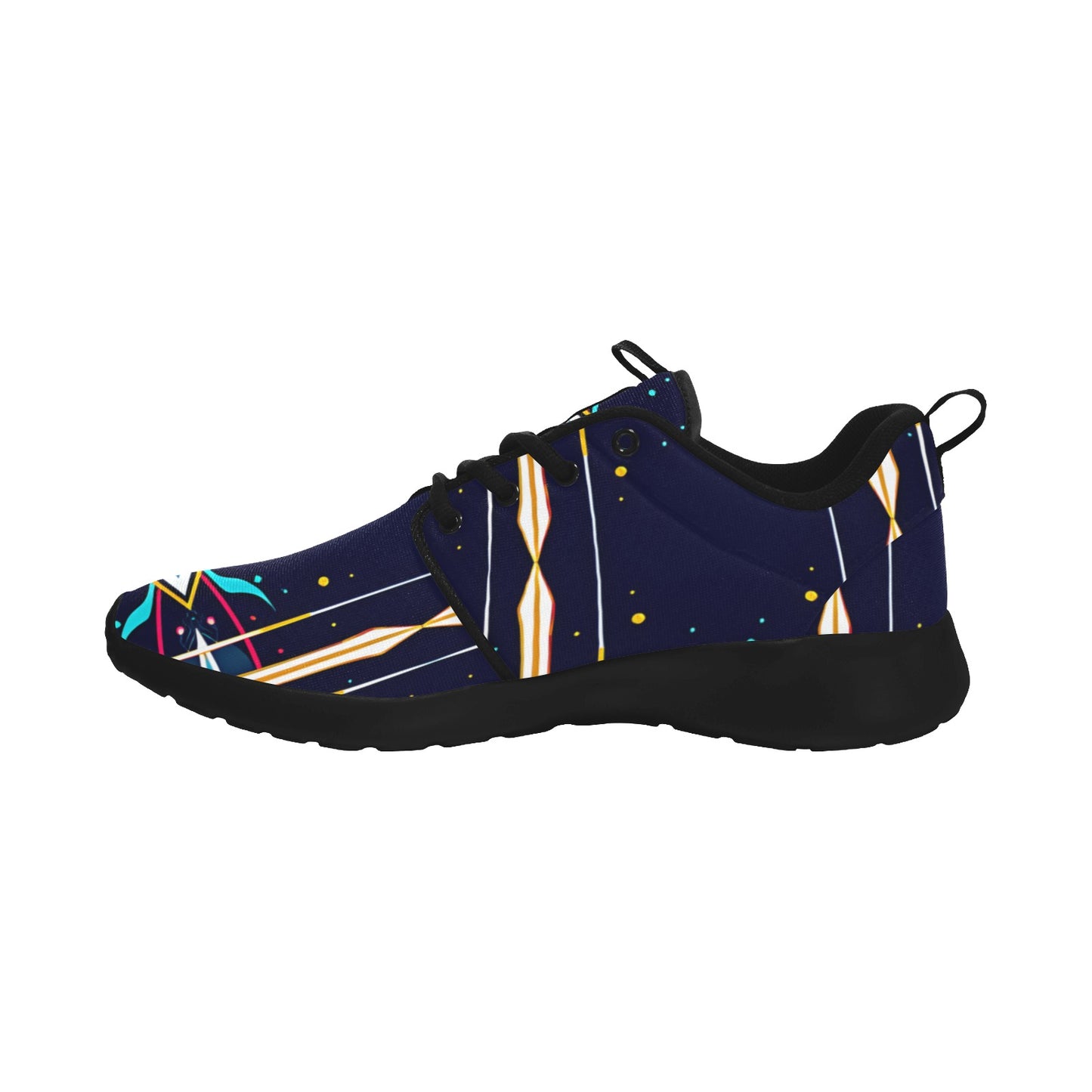 Men's Abstract Neon Geometry Pattern All Over Print Pull Loop Sneakers