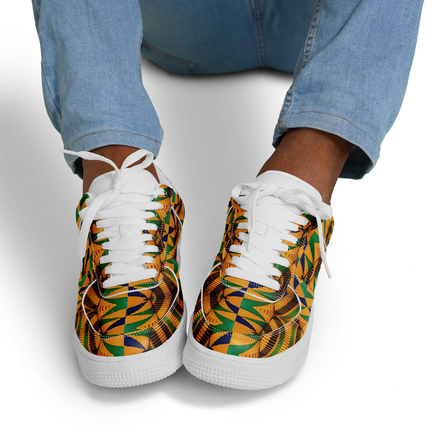 Men's Vibrant African Kente Geometric Pattern All-Over Print Core Low Shoes