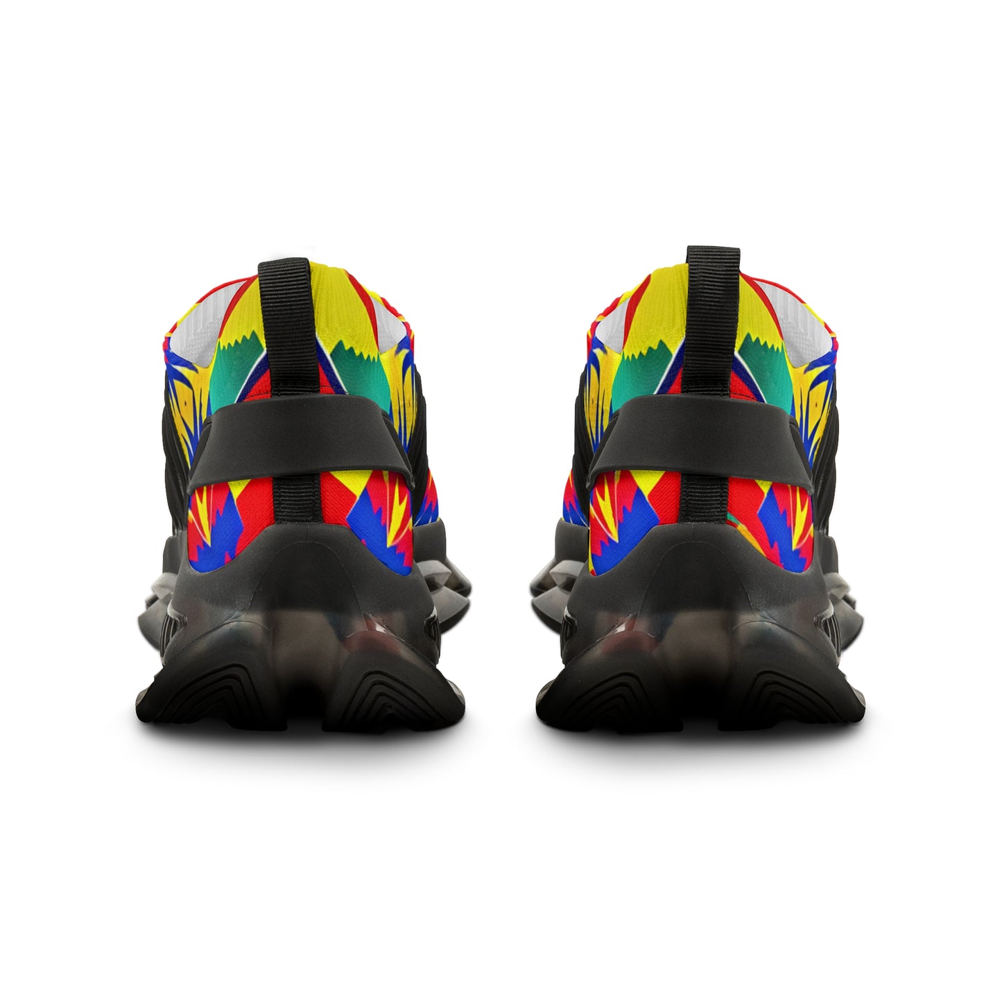 Men's Bold Rainbow Kente-Inspired Geometric Pattern All Over Print Mesh Sneakers