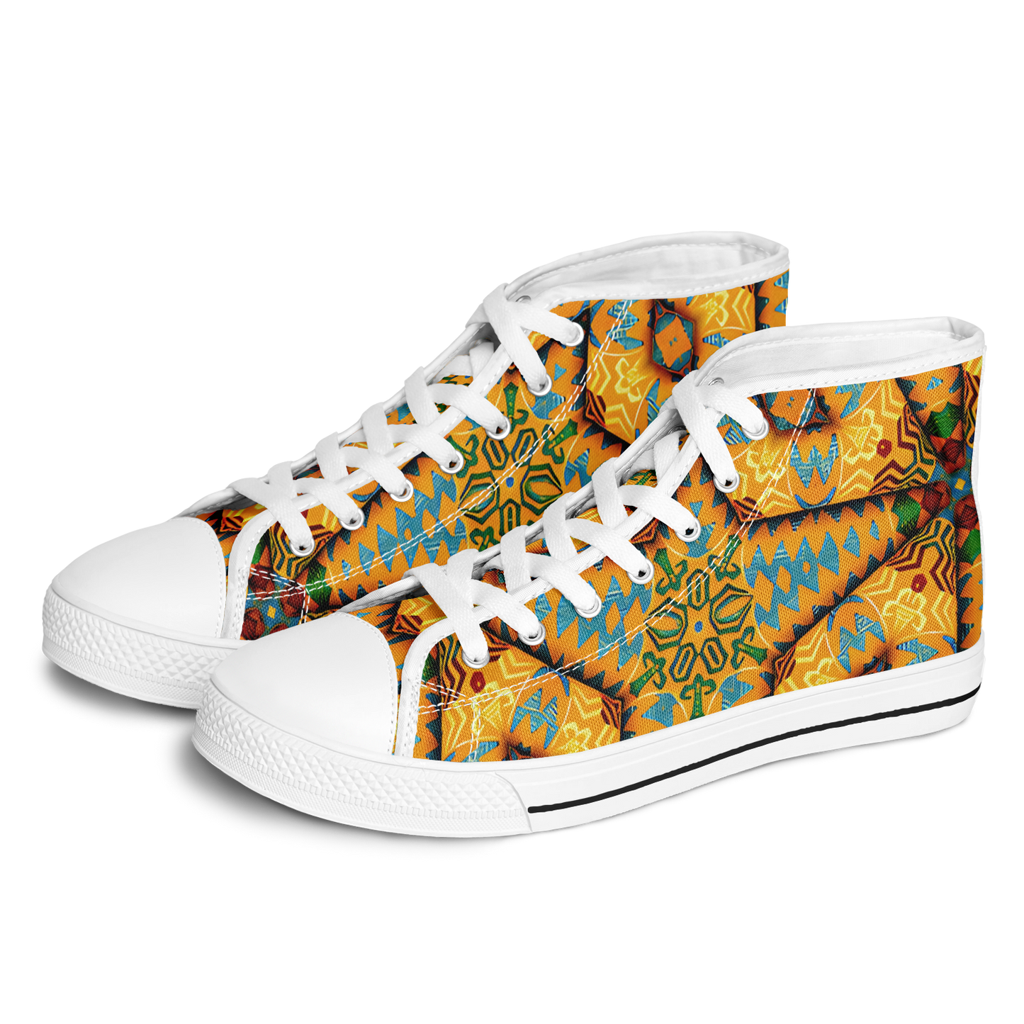 Men's Golden Geometric Mosaic Pattern Urban Peak High Top Shoes