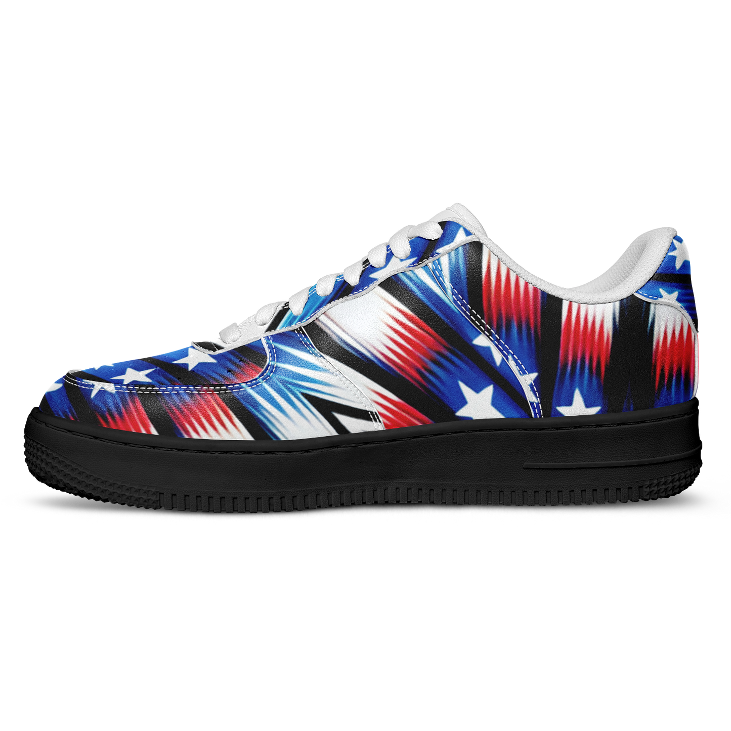 Men's Red White Blue Geometric Pattern All-Over Print Core Low Shoes