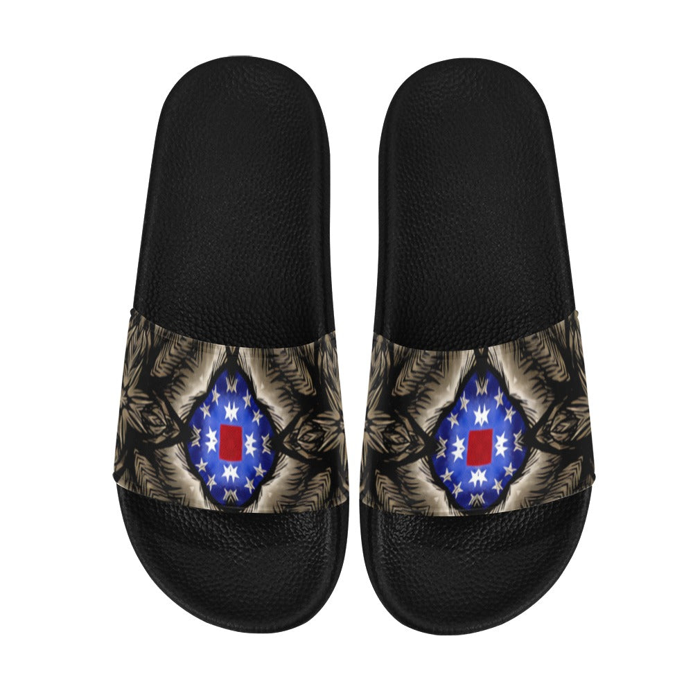 Women's Patriotic Kaleidoscope Pattern All-Over Print Slide Sandals