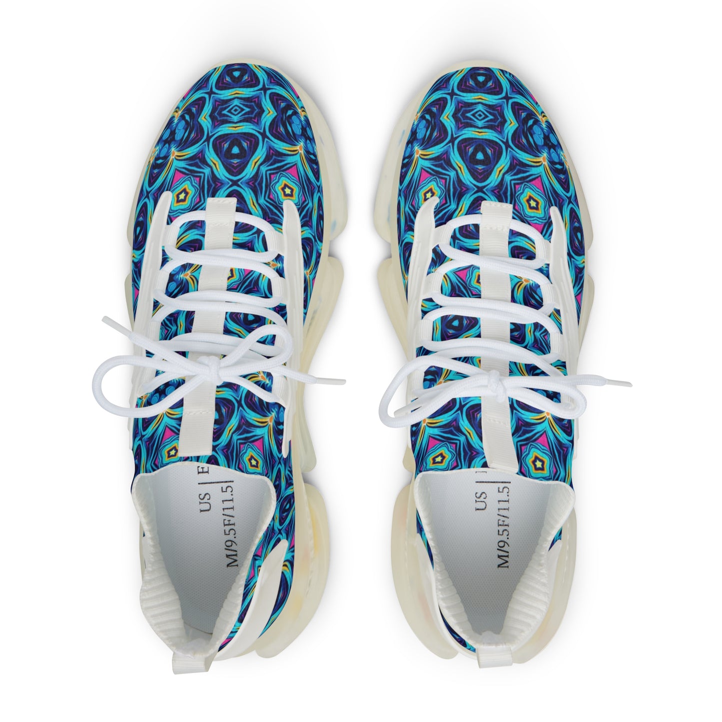 Men's Blue Geometric Kaleidoscope Mesh Sneakers