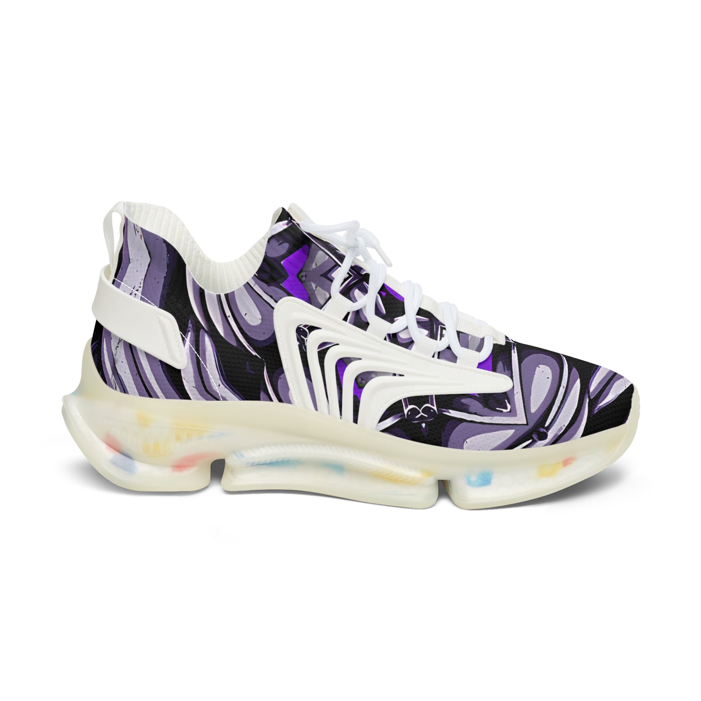 Women's Purple Swirl Mesh Sneakers with White Sole