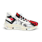 Men's Red Black & White Geometric Pattern All Over Print Mesh Workout Sneakers
