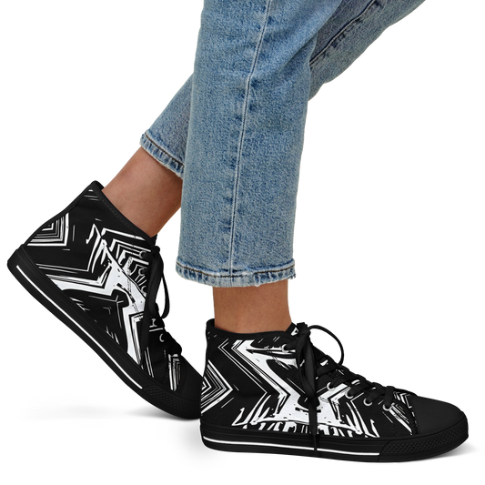 Women's Black & White Kaleidoscope Pattern All Over Print Urban Peak High Top Shoes