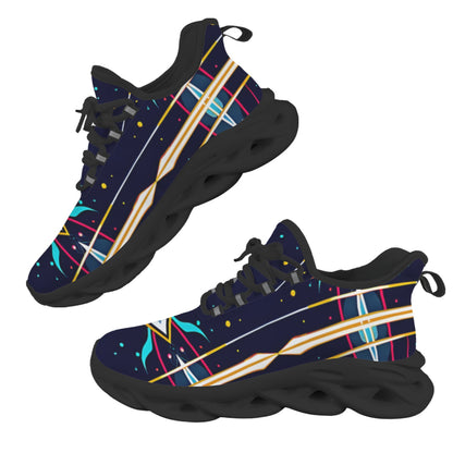 Women's Abstract Neon Geometry Pattern All Over Print Twisted Sole Sneakers