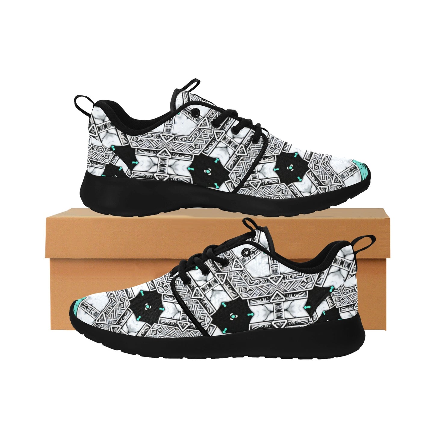 Men's Kaleidoscope Geometric Pattern All Over Print Pull Loop Sneakers