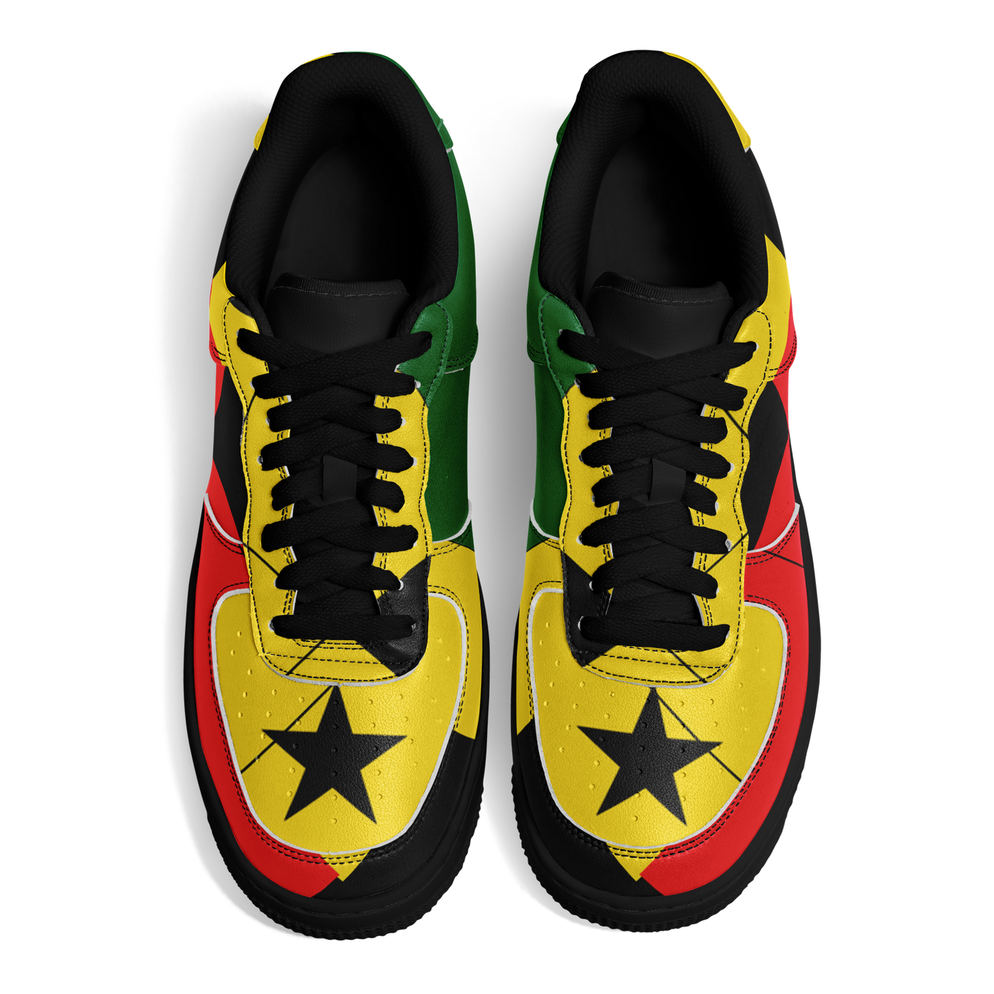 Men's Red Yellow Green and Black Stars Pattern All Over Print Urban Peak High Top Shoes