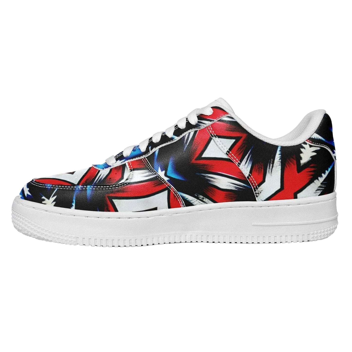Women's Red White Blue Geometric Pattern All-Over Print Core Low Shoes
