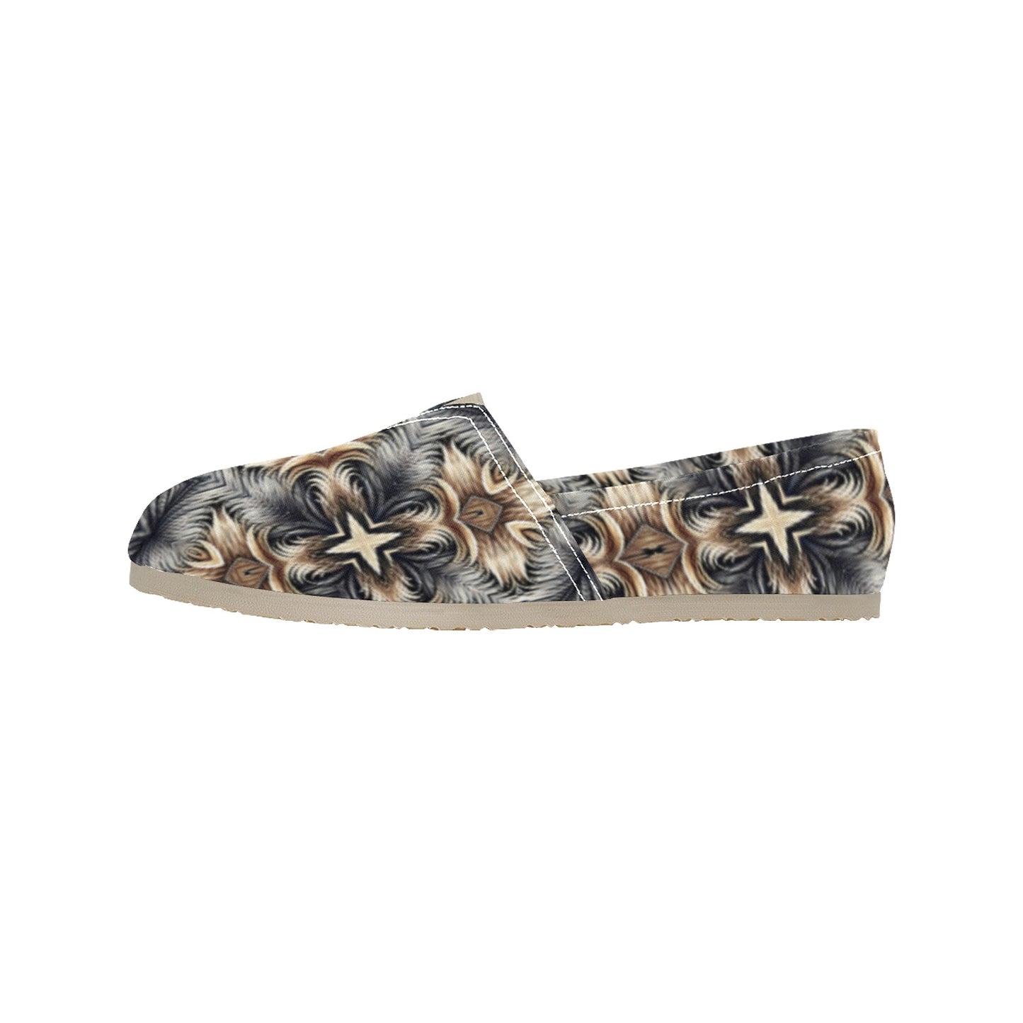 Women's Neutral Geometric Floral Pattern All Over print  Classic Canvas Slip-On