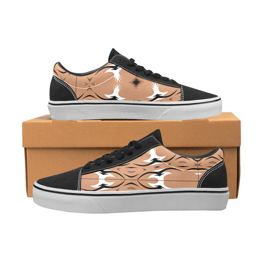 Men's Desert Tan Ikat Pattern Low Top Skateboarding Shoes