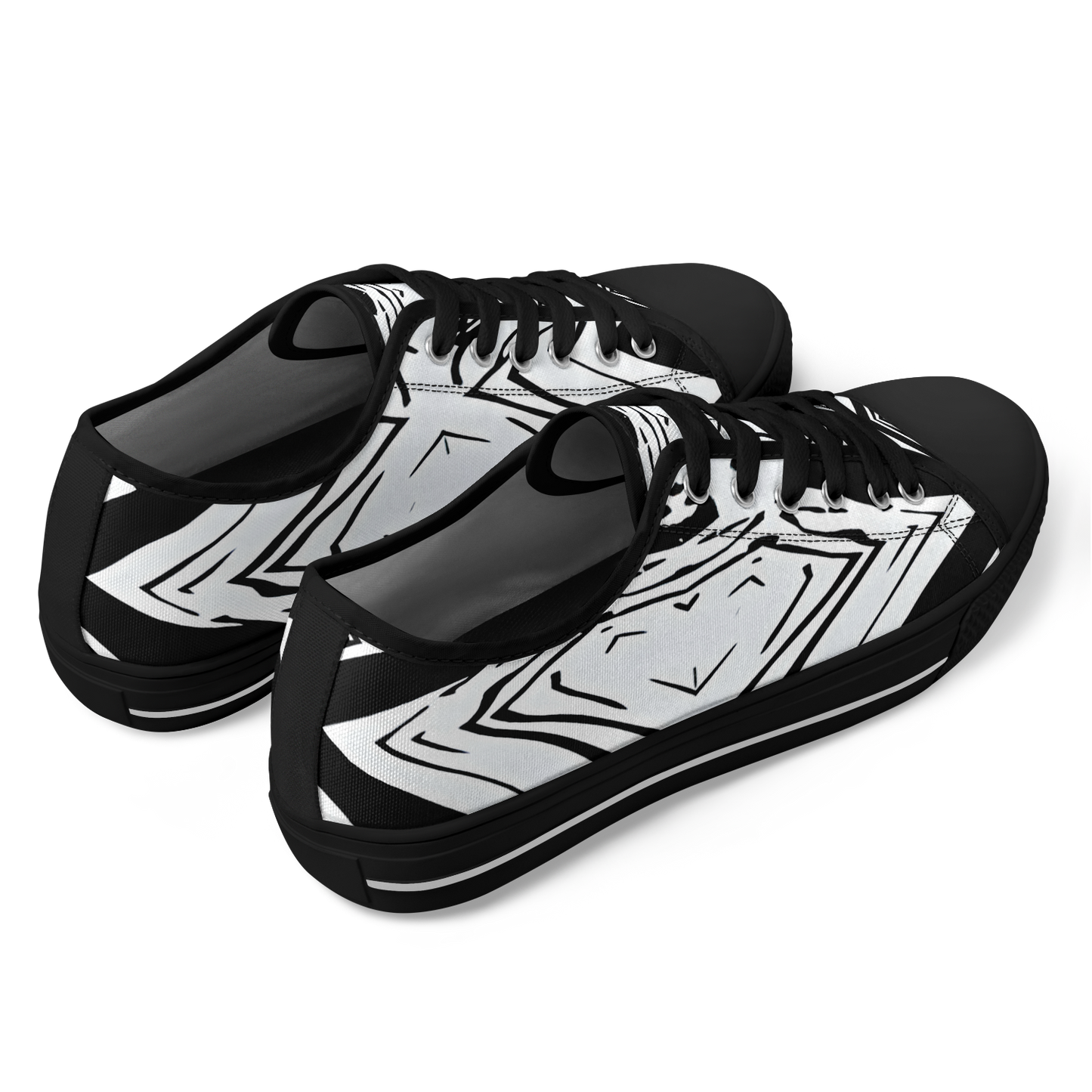 Women's Black & White Kaleidoscope Pattern All Over Print Urban Peak Low Shoes