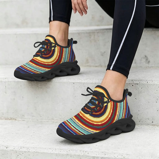 Women's Retro Radiant Circle Pattern All-Over Print Twisted Sole Sneakers