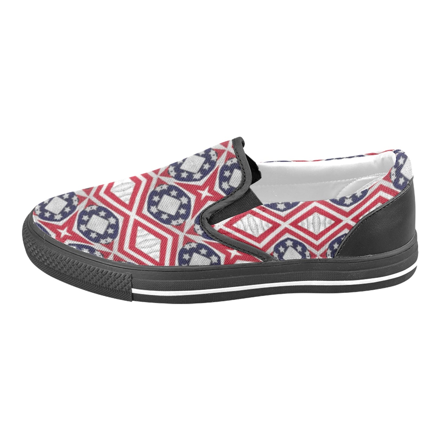 Men's Patriotic Red White Blue Geometric Unusual Slip-on Canvas Shoes
