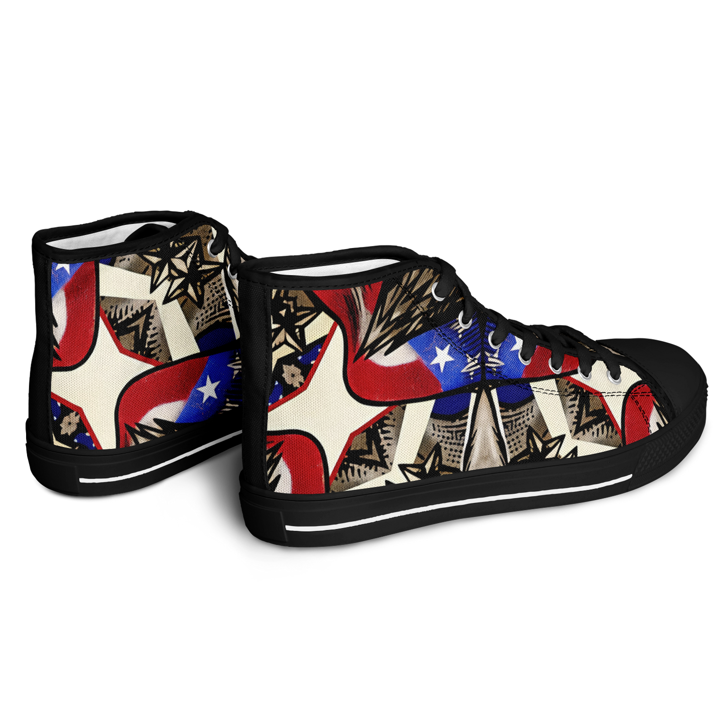 Women's Patriotic Stars & Cross Kaleidoscope Pattern All-Over Print Urban Peak High Top Shoes
