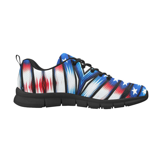 Women's Red White Blue Geometric Pattern All-Over Print Breathable Running Shoes