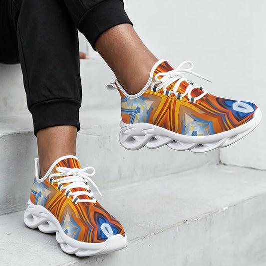 Women' Abstract Flame Kaleidoscope Pattern All Over Print Twisted Sole Sneakers