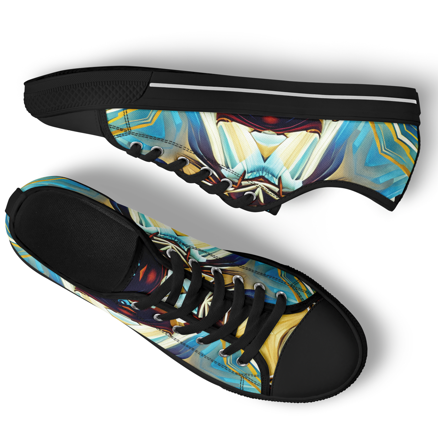 Men's Abstract Teal & Gold Pattern All Over Print Urban Peak Low Shoes