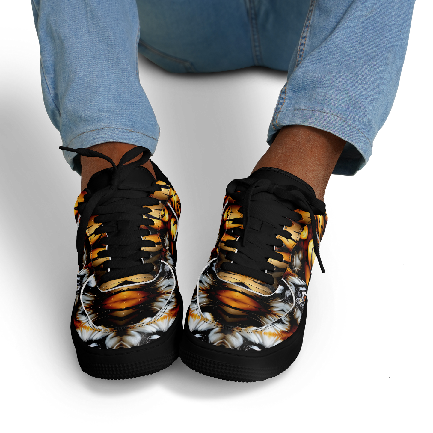Men's Golden & Black Kaleidoscope Pattern All-Over Print Core Low Shoes