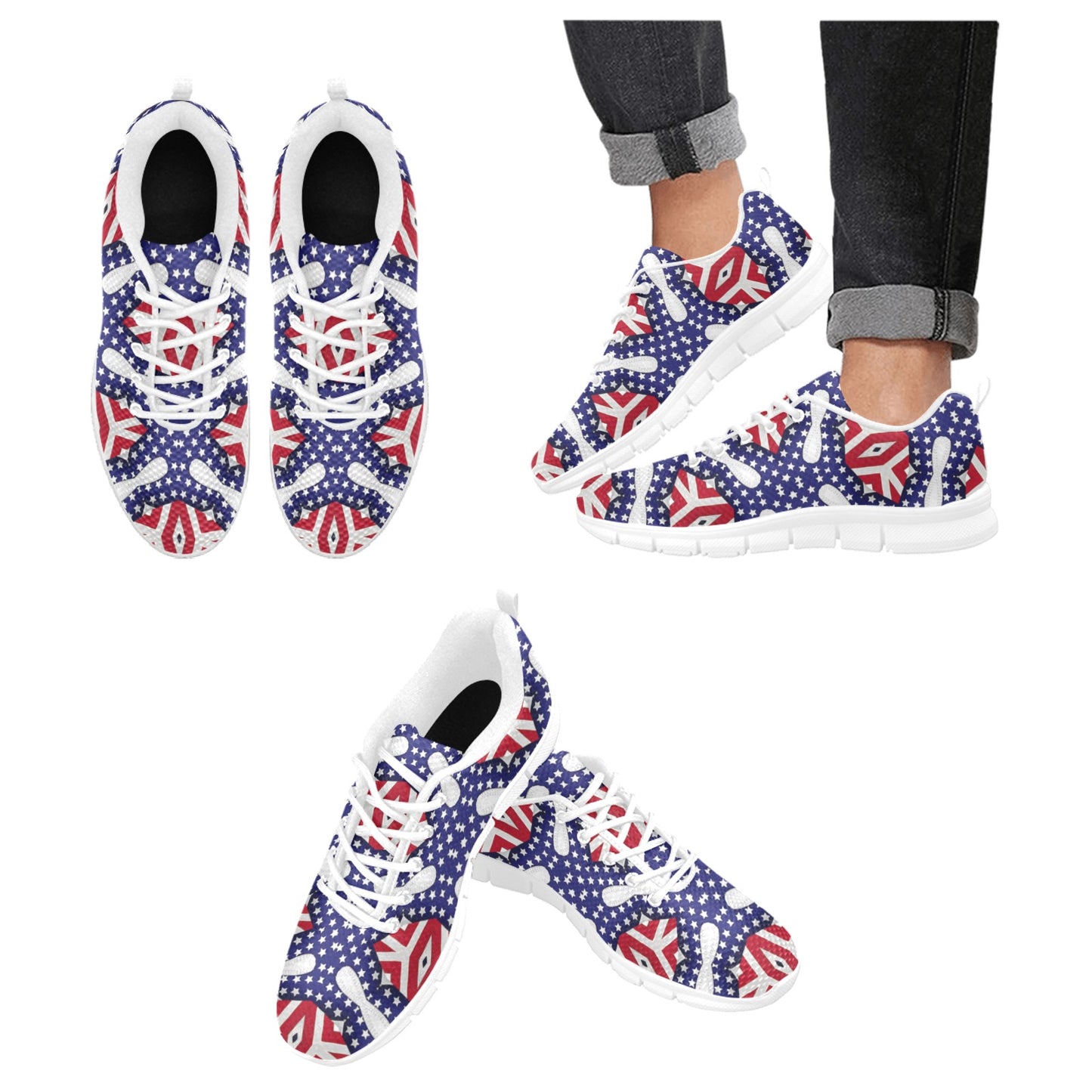 Women's Patriotic Stars & Stripes All Over Print Breathable Running Shoes