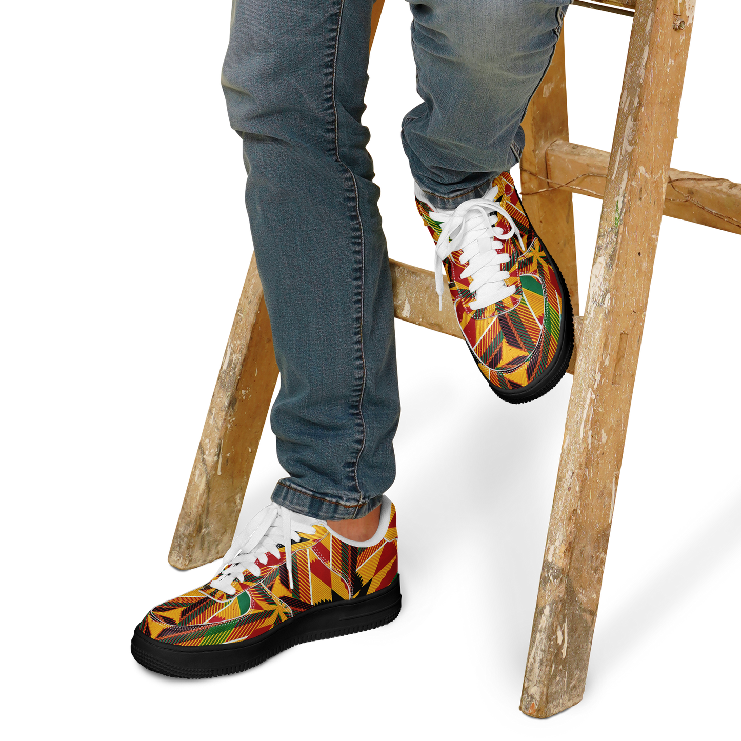 Men's Vibrant African Kente Geometric All-Over Print Core Low Shoes