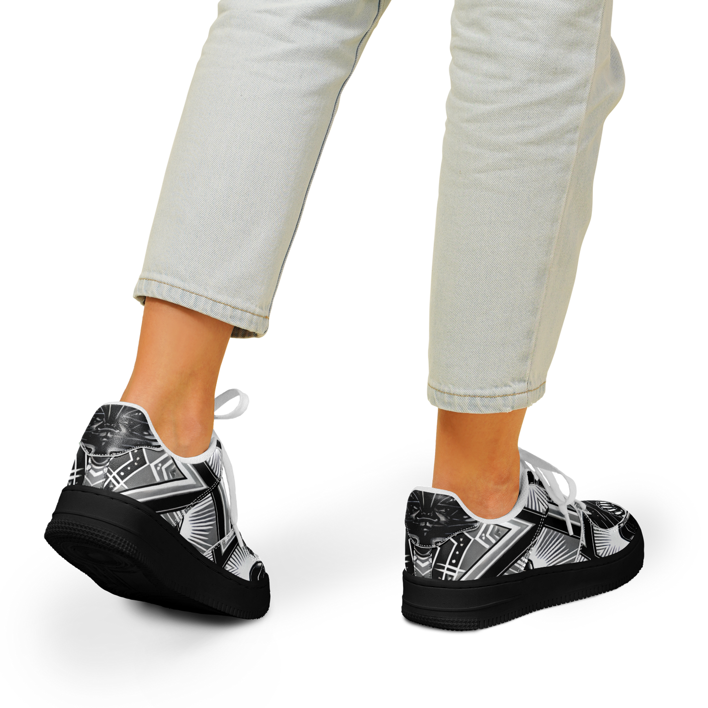 Women' Monochrome Gothic Kaleidoscope Pattern All Over Print Core Low Shoes