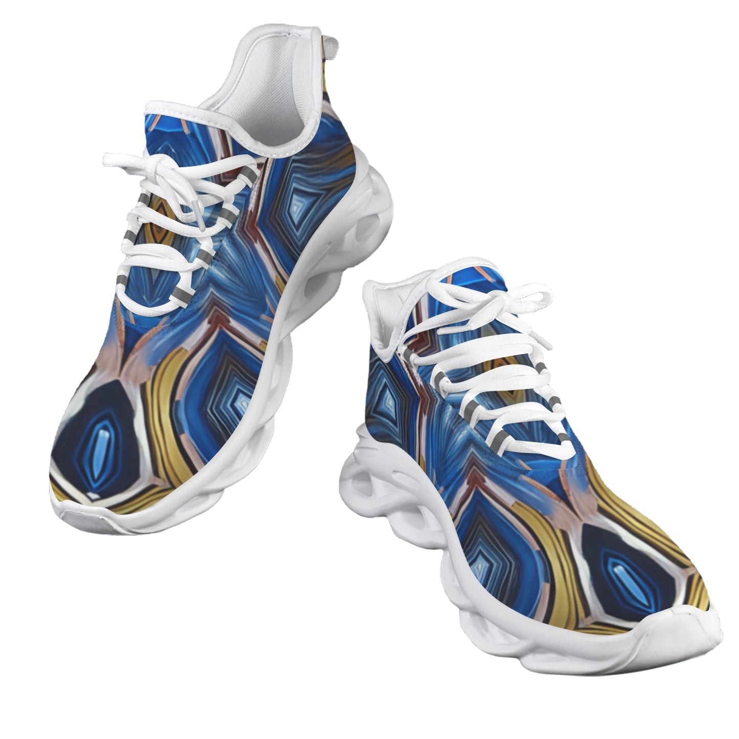 Men's Abstract Blue Geode Kaleidoscope Pattern All Over Print All Over Print Twisted Sole Sneakers