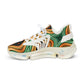 Men's Retro Green & Gold Swirl Athletic Mesh Sneakers