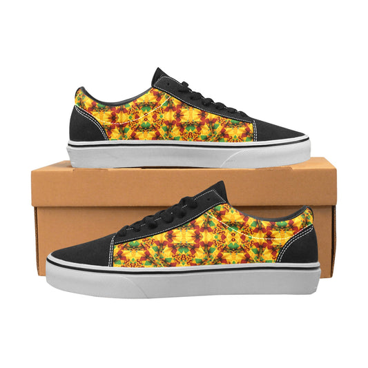 Men's Vibrant Autumn Kaleidoscope Pattern Low Top Skateboarding Shoes