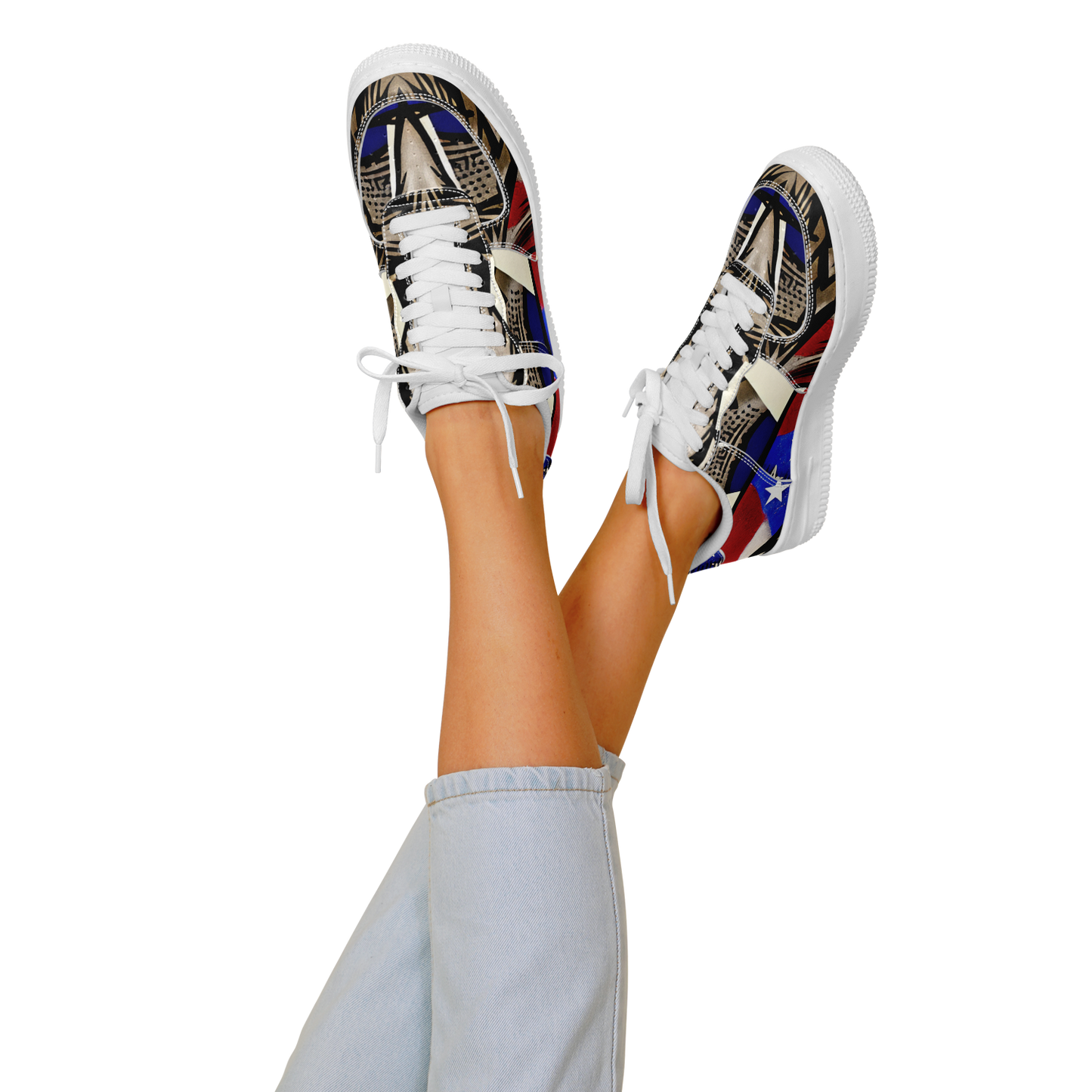 Women's Patriotic Star Kaleidoscope Pattern All-Over Print Core Low Shoes