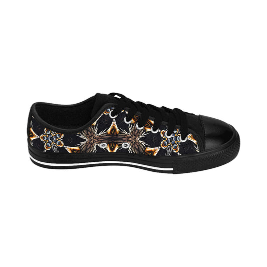 Men's  Black Geometric Pattern Pattern Low-Tops Sneakers