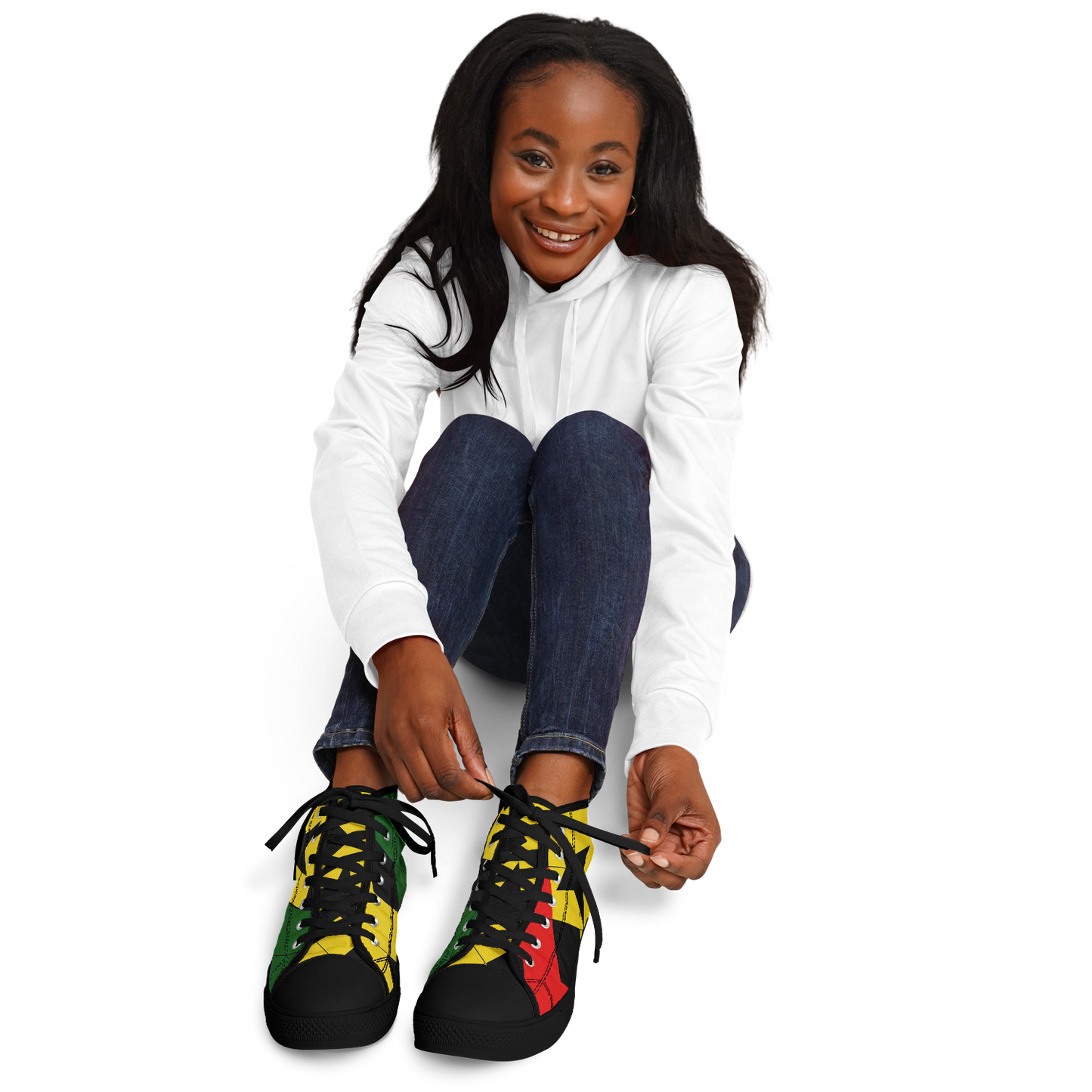 Women's Red Yellow Green and Black Stars Urban Peak High Top Shoes