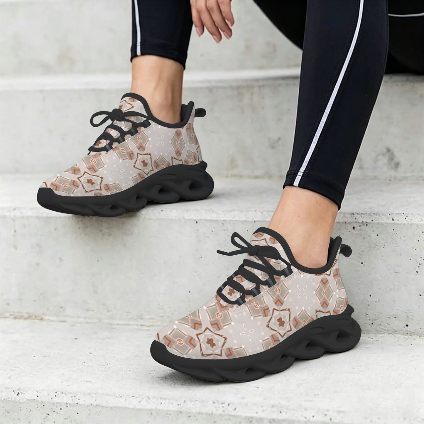 Women's Neutral Boho Graphic Pattern All-Over Print Twisted Sole Sneakers