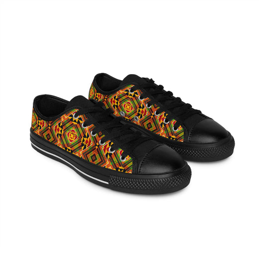Men's African Kente Inspired Pattern Low Top Sneakers
