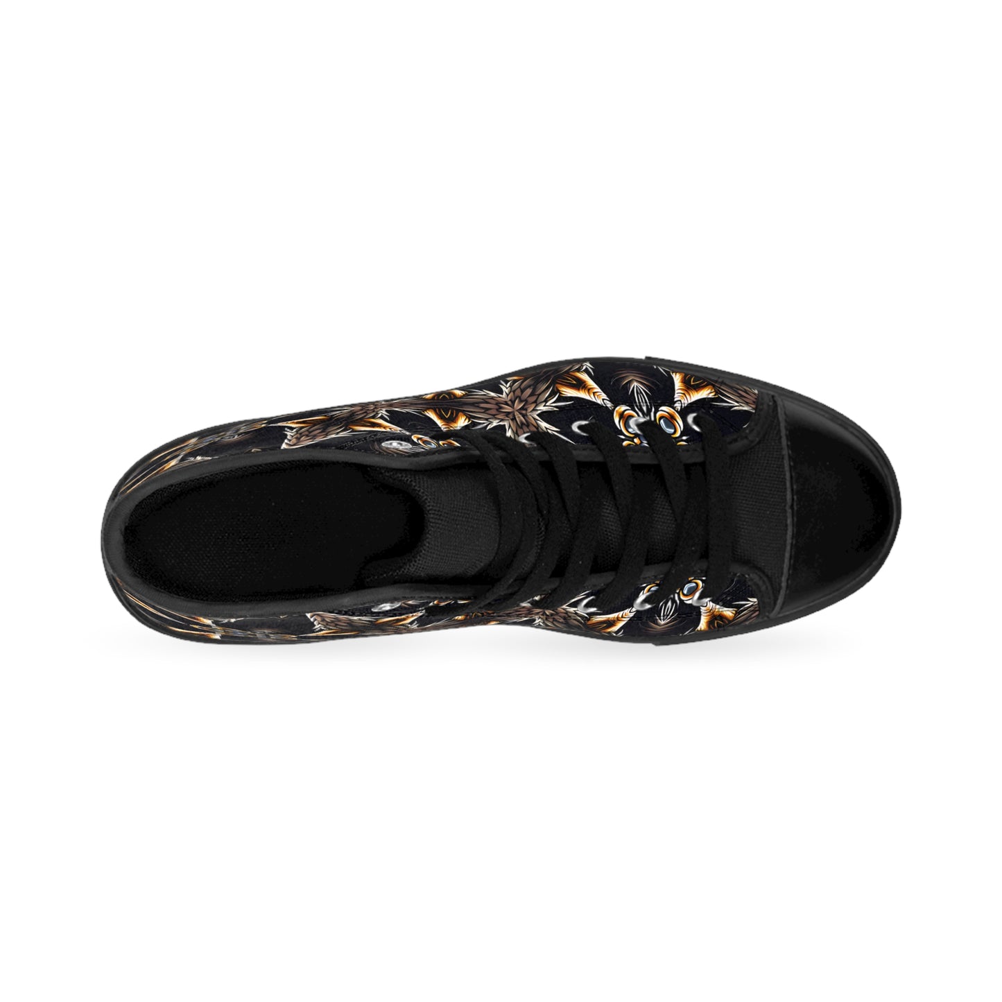 Men's Geometric Black & Gold Kaleidoscope Print High-Top Sneakers