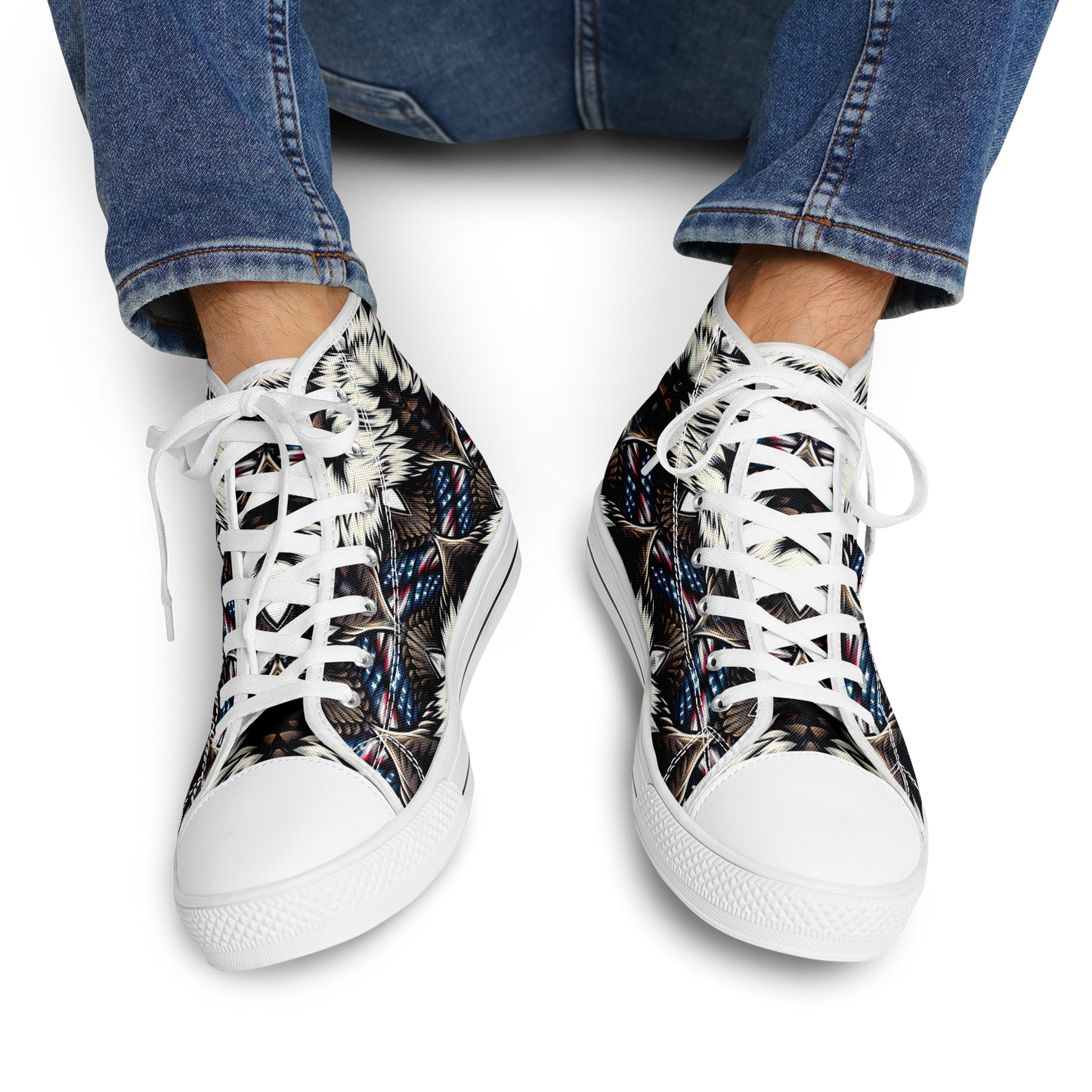Men's  Patriotic Stars & Stripes Pattern All Over Print Urban Peak High Top Shoes