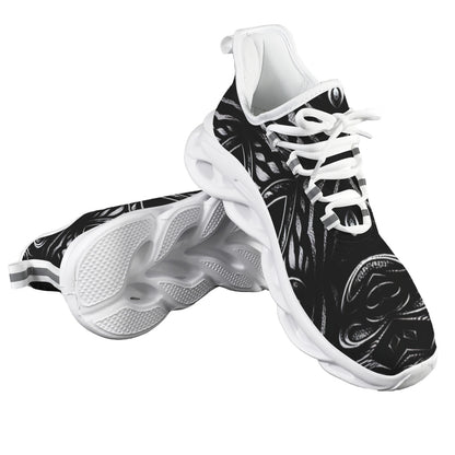 Men's Black & Silver Symmetry Pattern All-Over Print Twisted Sole Sneakers