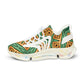 Men's Green & Gold Geometric Pattern Mesh Sneakers