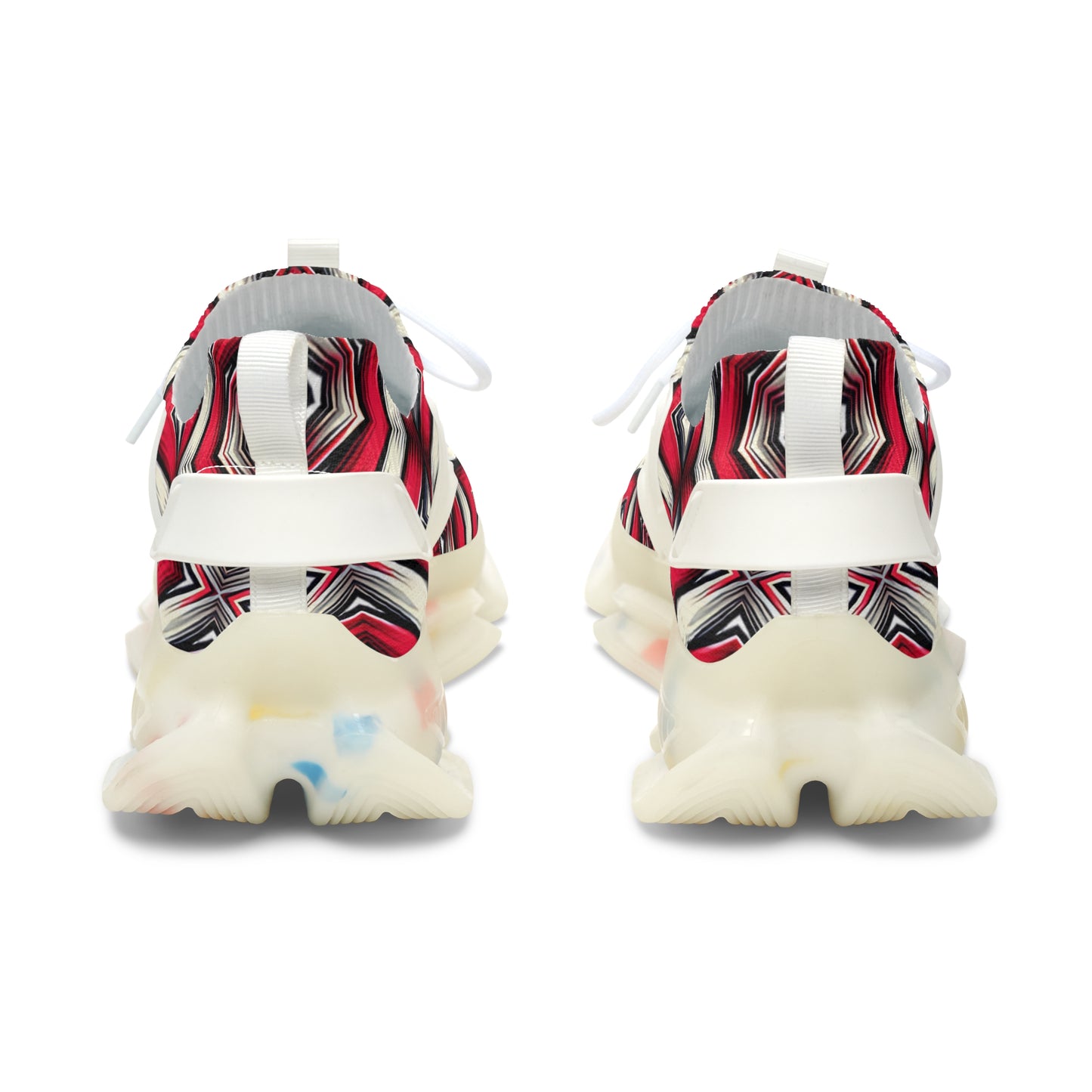 Men's Mesh Red Geometric Kaleidoscope Lightweight Athletic Sneakers