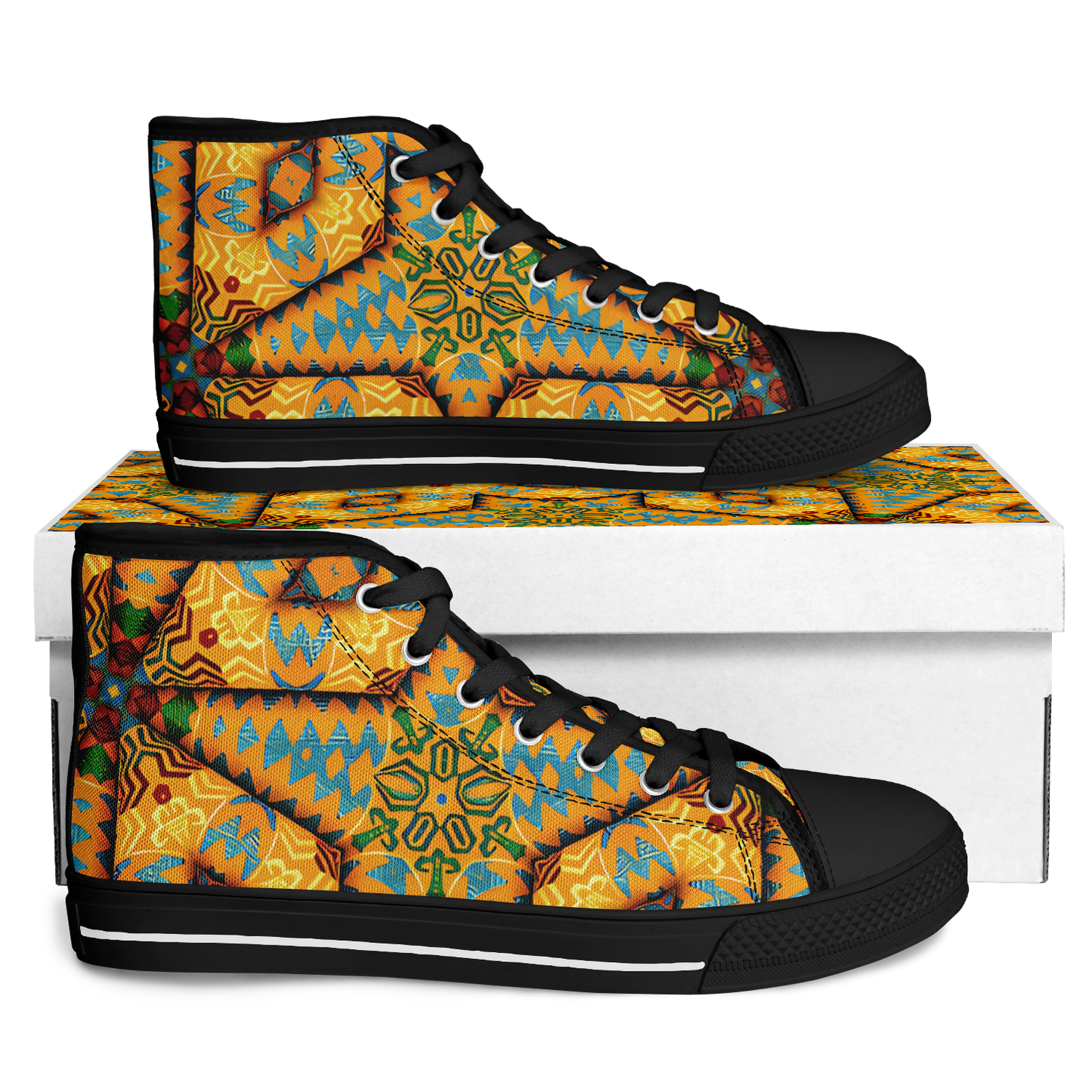Women's Golden Geometric Mosaic Pattern Urban Peak High Top Shoes