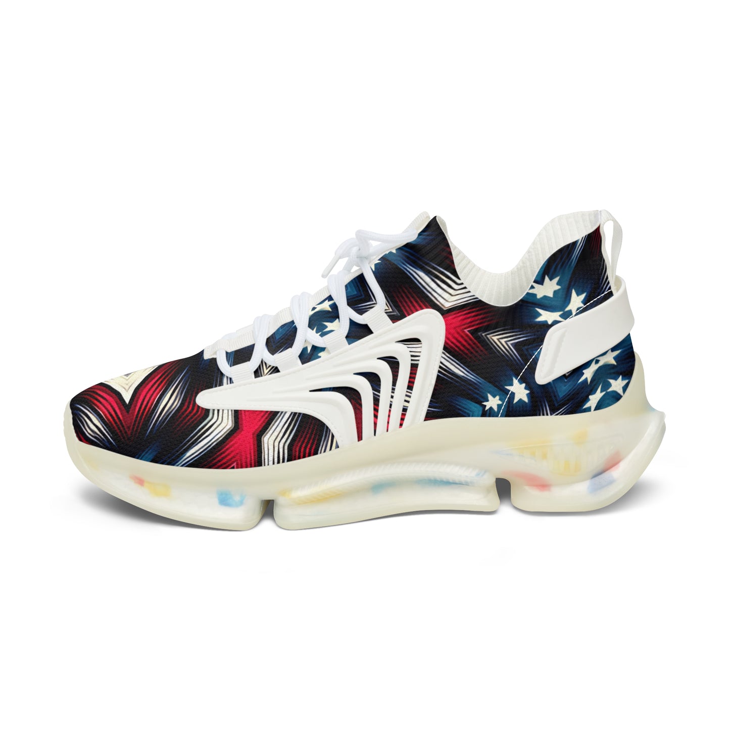 Women's Mesh Red & Navy Kaleidoscope Athletic Sneakers